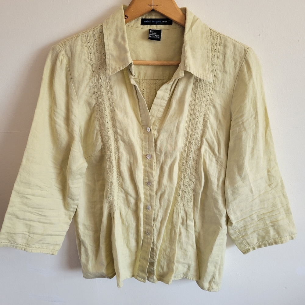 Saint Tropez West Light Yellow Button Down Shirt